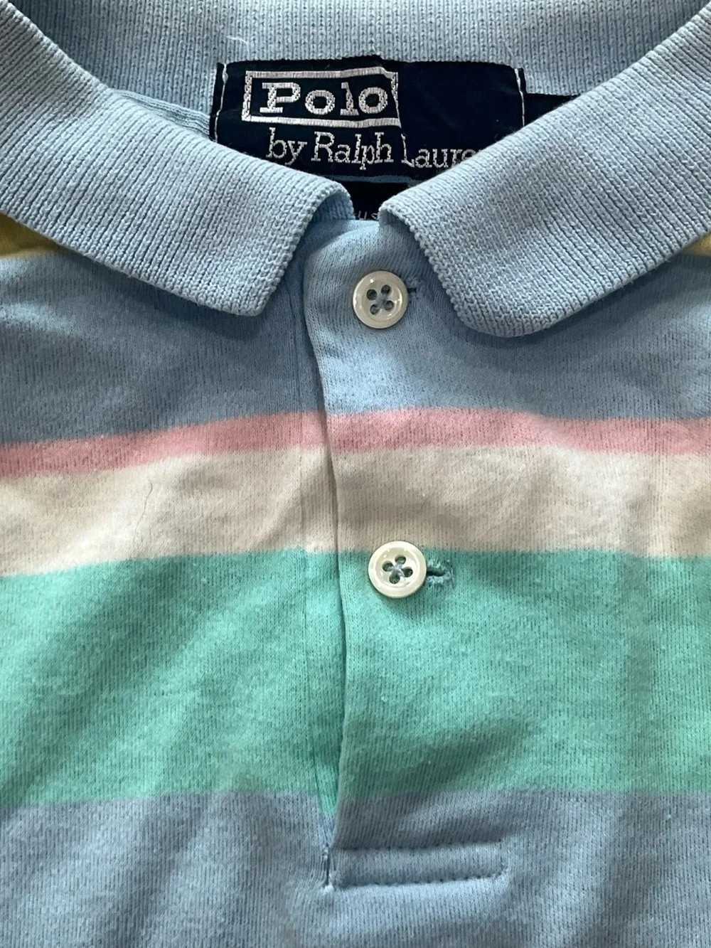 VINTAGE 80’s Colorblock Striped Pastel Polo by Ralph Lauren Made in USA sz M